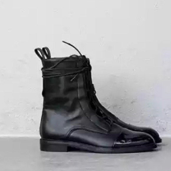 RESTOCKED! Milano Black Leather Lace Up Brogue Boots - Picture 7 of 12